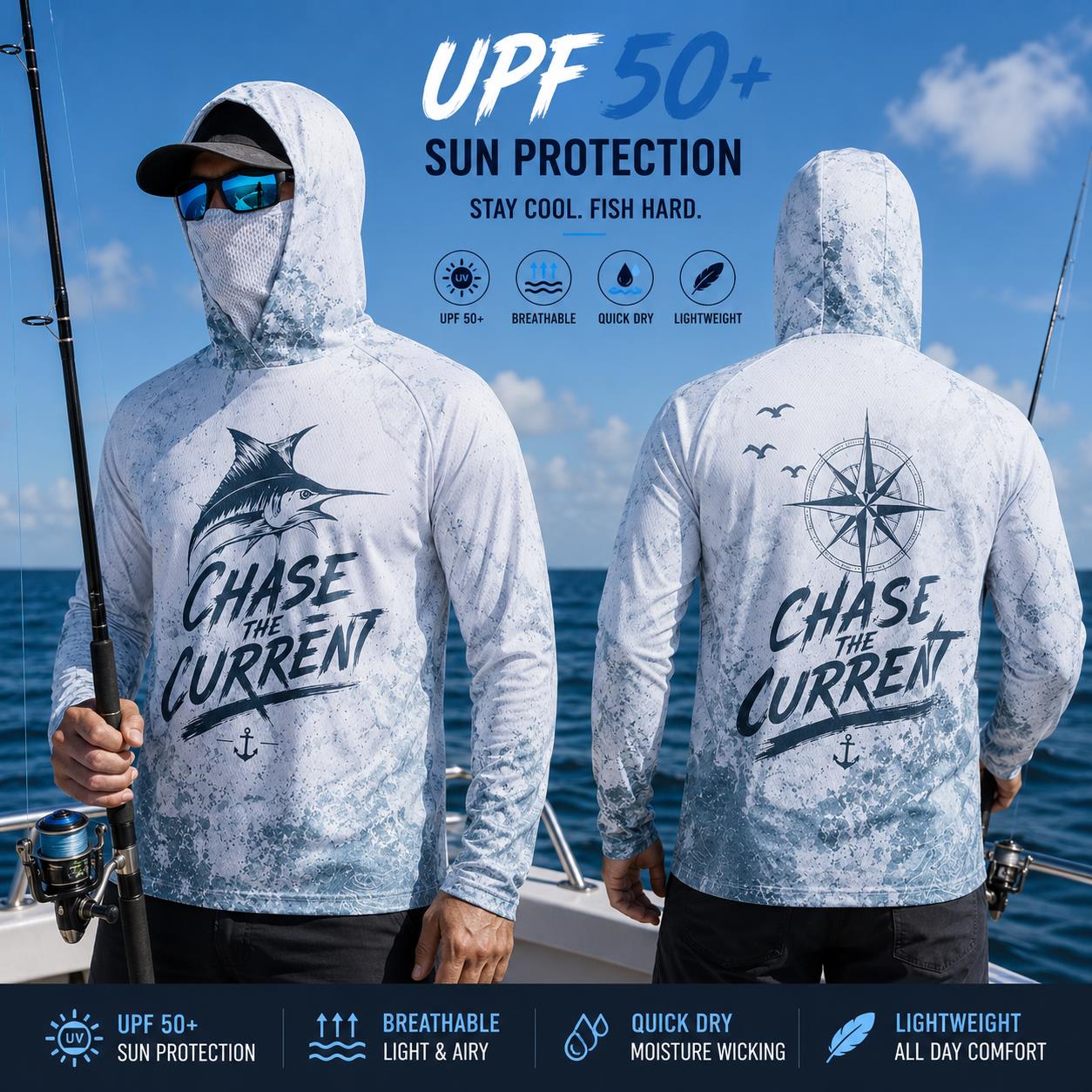 Fishing Hoodie Shirt Men Long  - огляд і ціна Fishing Mask Sun Protection