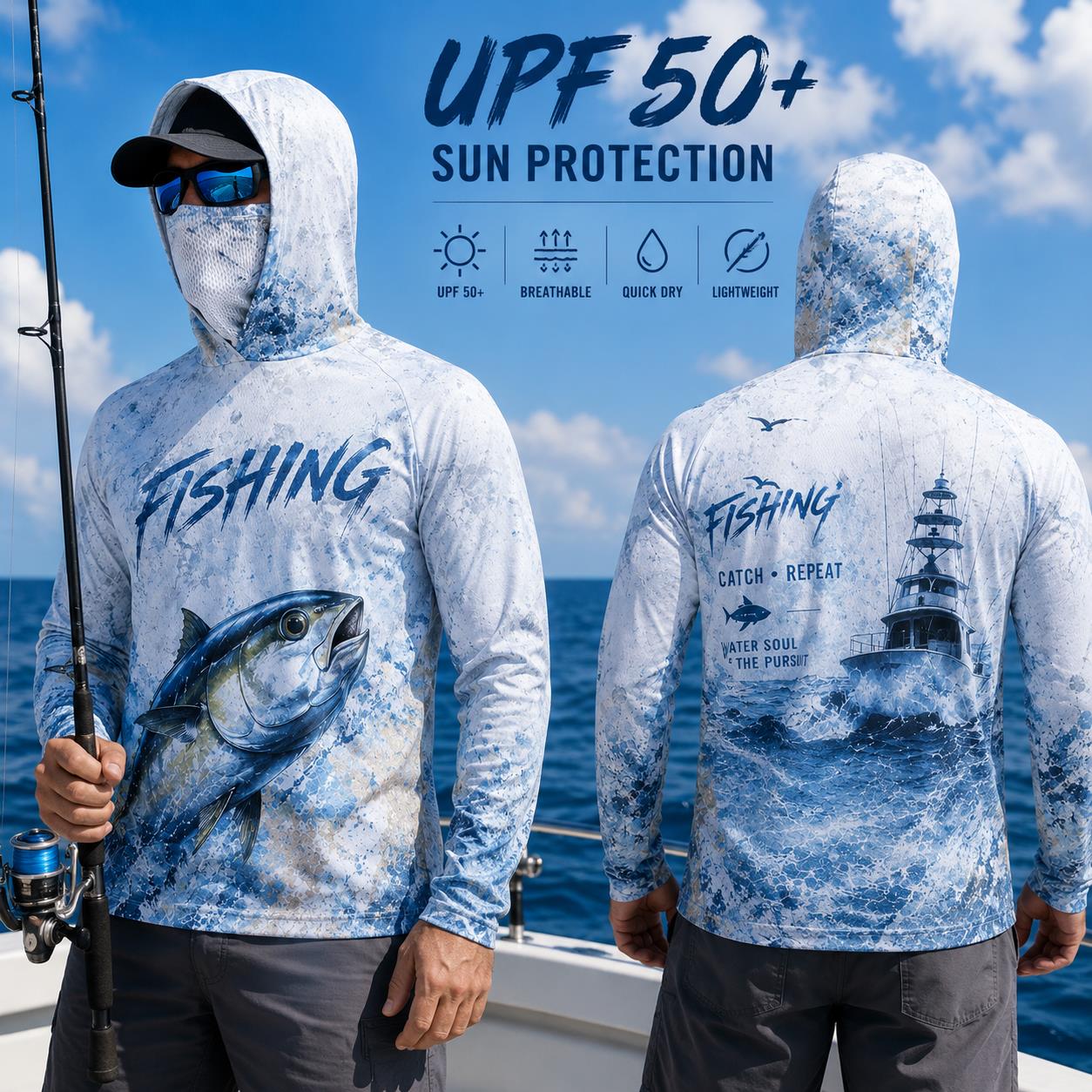Fishing Hoodie Shirt Men Long  - огляд і ціна Fishing Mask Sun Protection