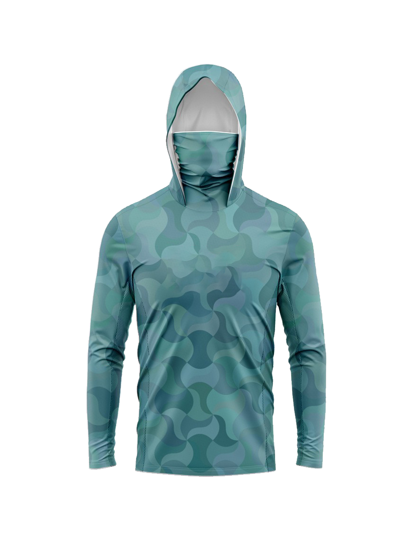 Dark Cyan Terrain Line Camo Me - огляд і ціна Fishing Hoodie