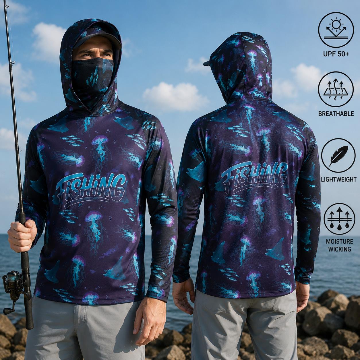 Fishing Shirt Hooded Men Fishi - огляд і ціна Fishing Mask Sun Protection